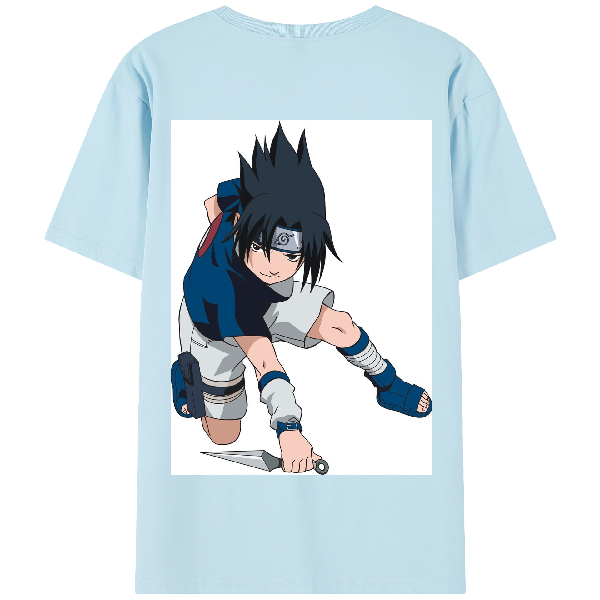 （画像用） NARUTO -ナルト- うちは サスケ Uchiha Sasuke 綿100％半袖Tシャツ（背面プリント）